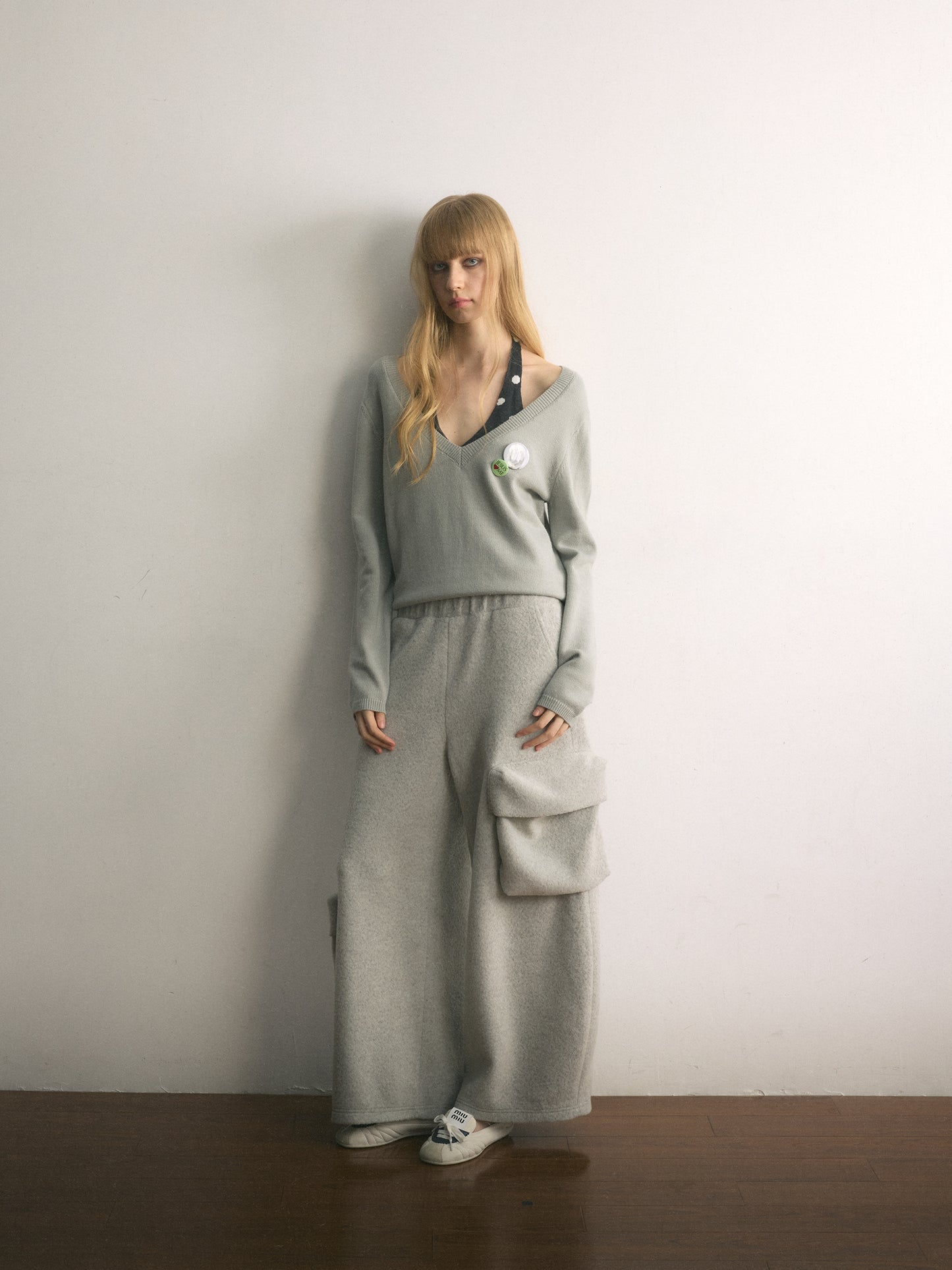 [A001127]Lazy Weekend Cozy Wide-Leg Knit Pants with Pockets