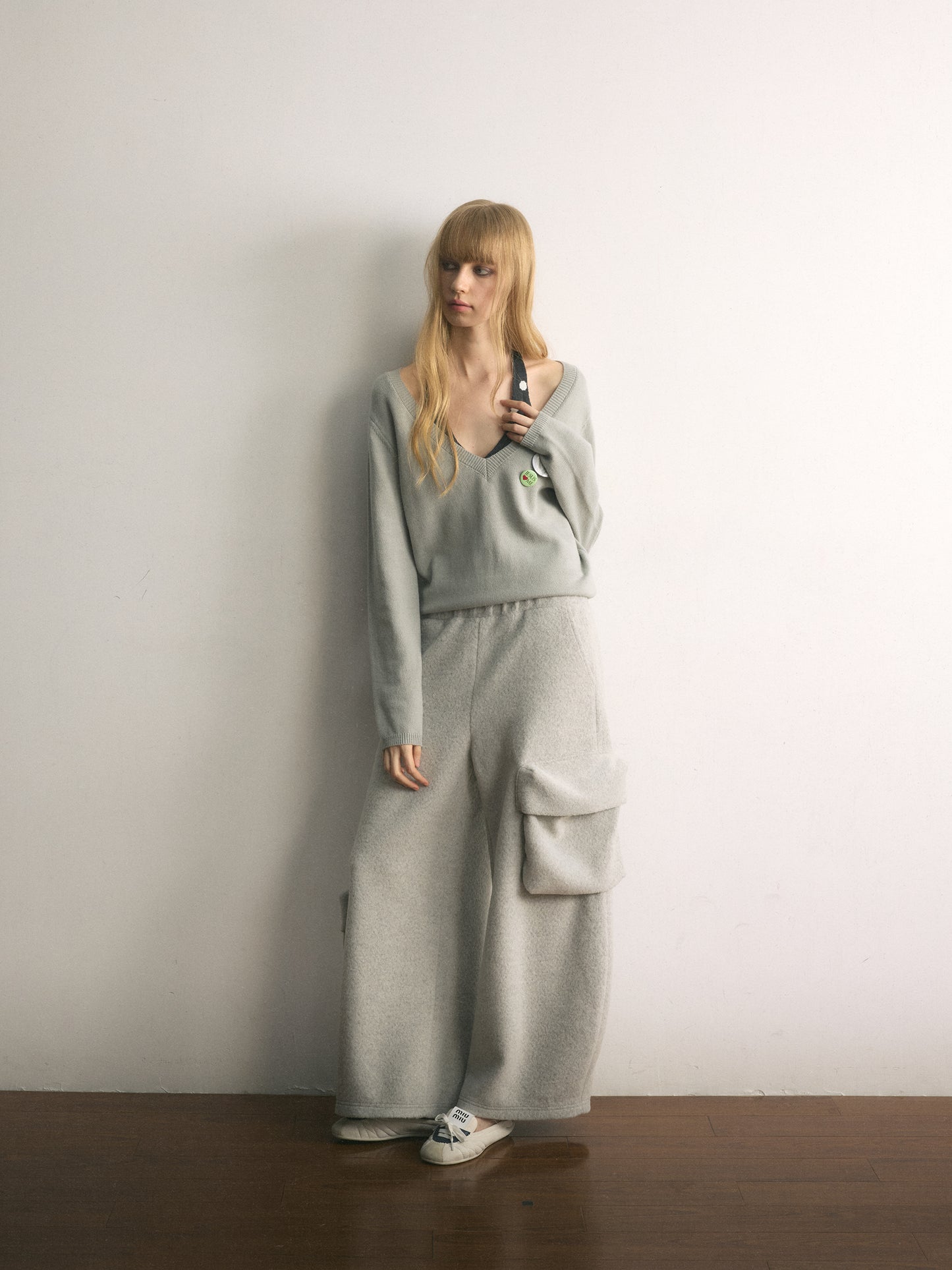 [A001127]Lazy Weekend Cozy Wide-Leg Knit Pants with Pockets