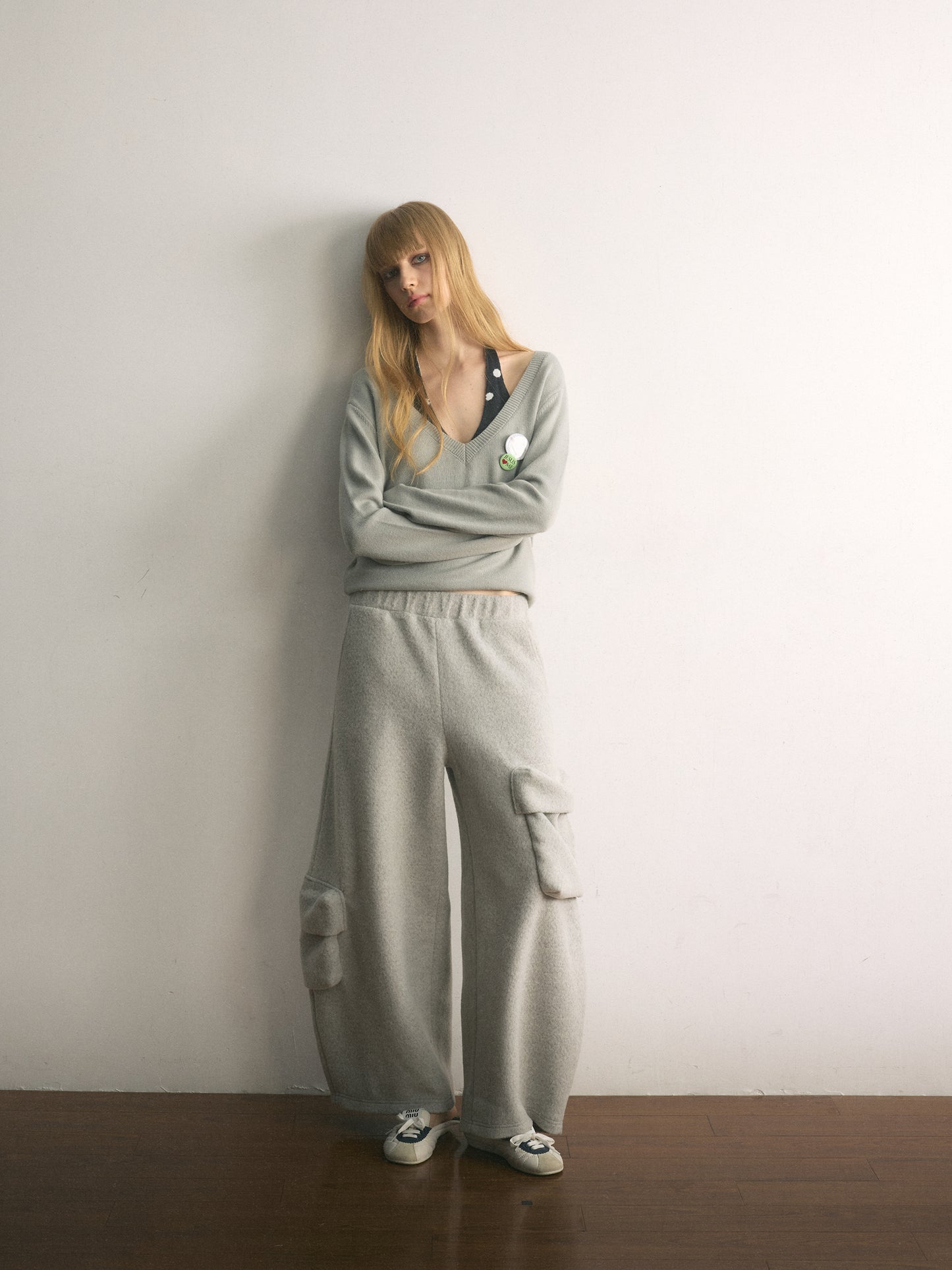 [A001127]Lazy Weekend Cozy Wide-Leg Knit Pants with Pockets