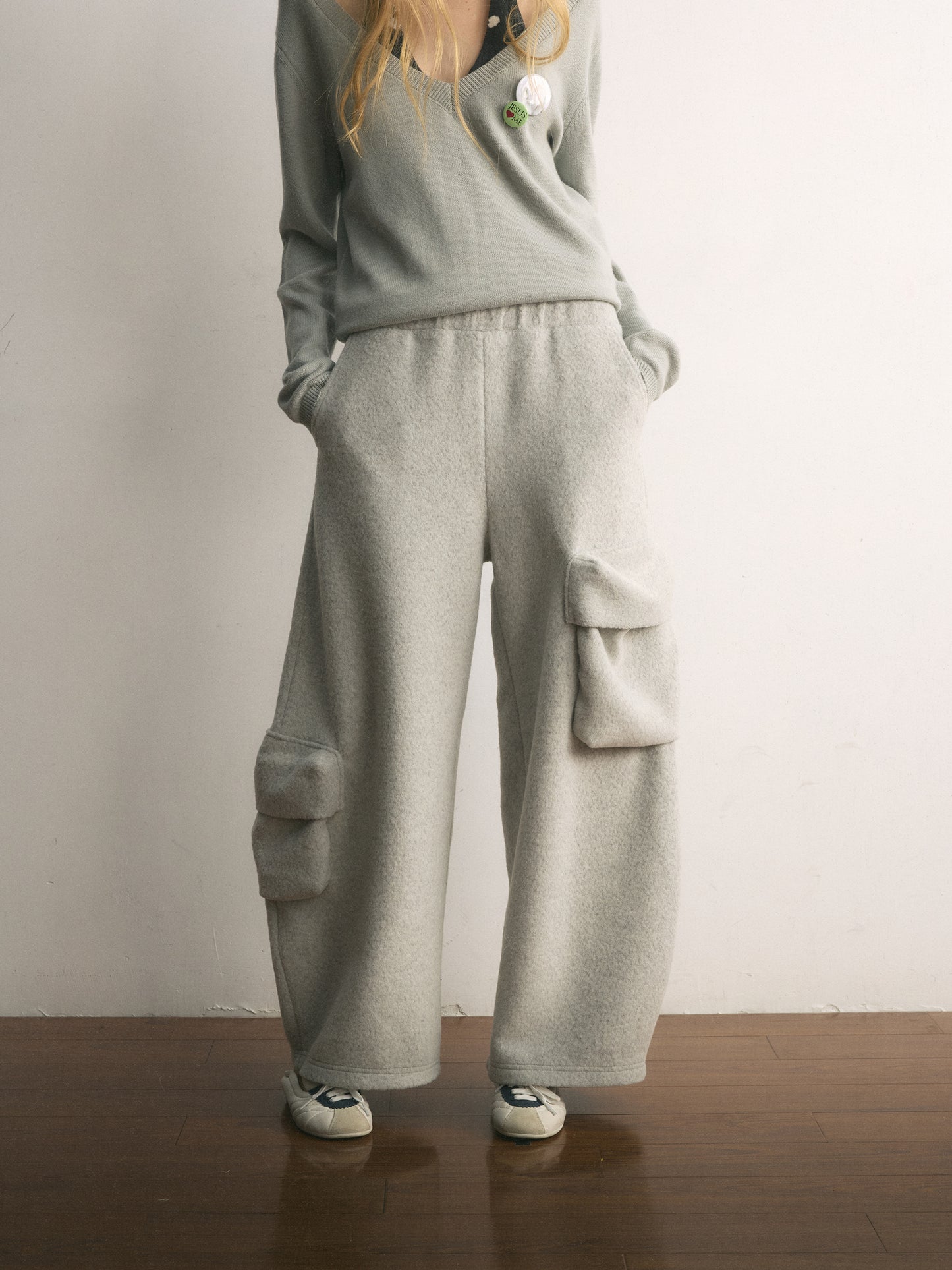 [A001127]Lazy Weekend Cozy Wide-Leg Knit Pants with Pockets