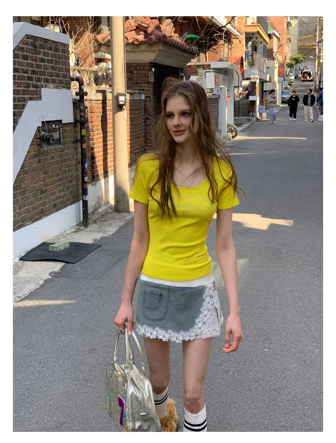 [F00101]Press drill California yellow T-shirt