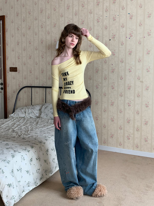 [A001018]Artisan Jeans Light Wash Denim with Hand-Painted