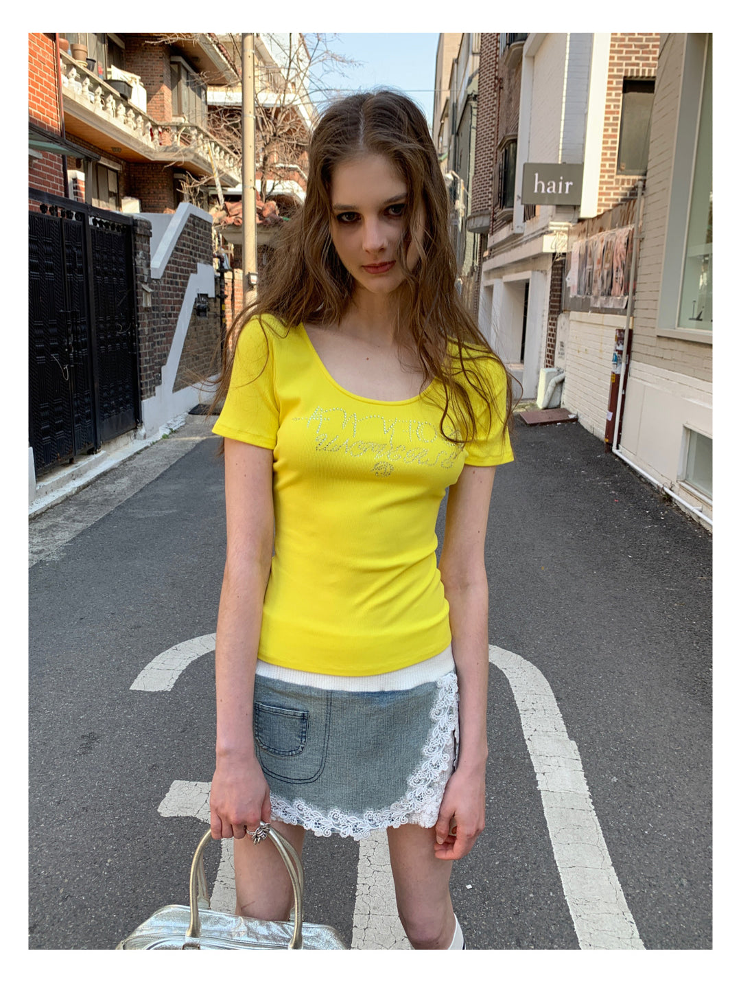 [F00101]Press drill California yellow T-shirt
