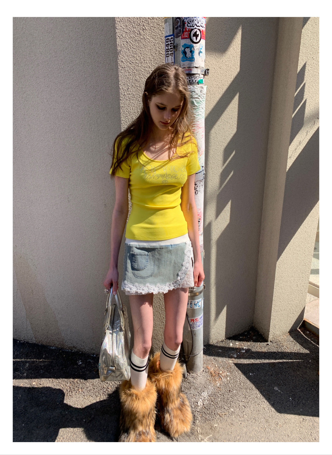 [F00101]Press drill California yellow T-shirt