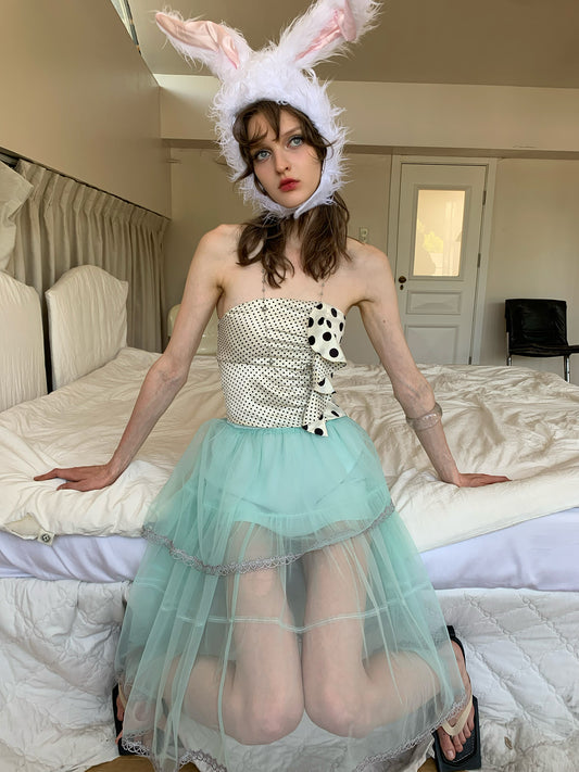 [A00844]Mint Green Fairycore Tulle Skirt