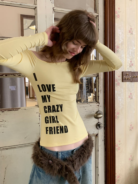 [A001024]Yellow Off-Shoulder Long Sleeve Top