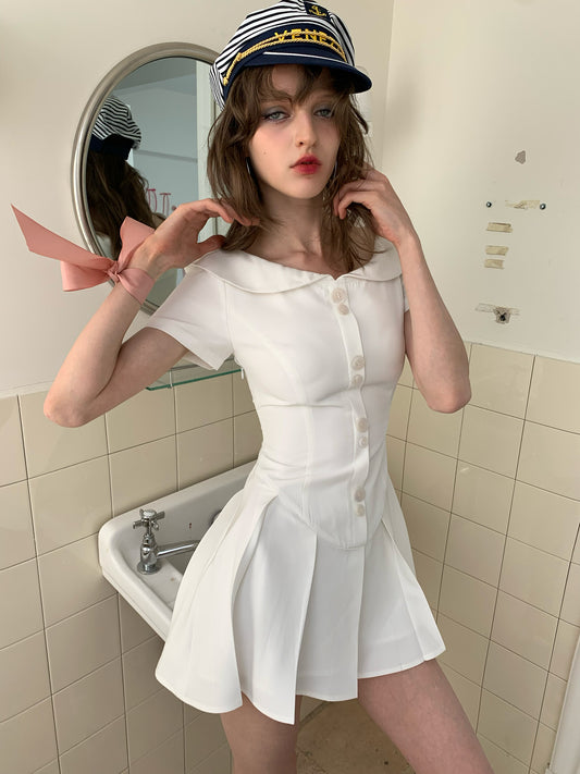 [A00841]French Style White Dress