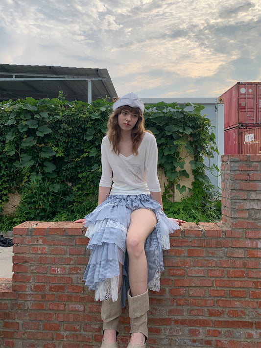 [A001036]Nautical Blue & White Maxi Dress