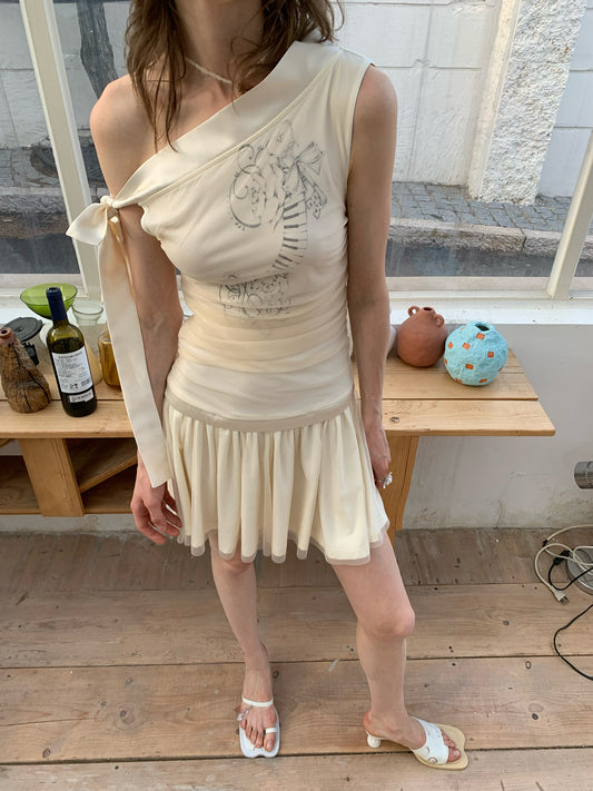 [A00851]Ethereal Musical Note Print Dress