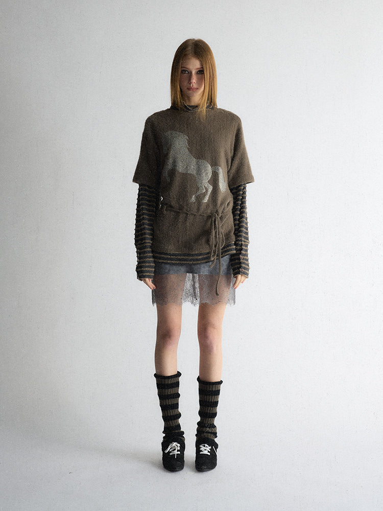 [A001142]Dirty Fit' Vintage Grunge Horse Racing Tee