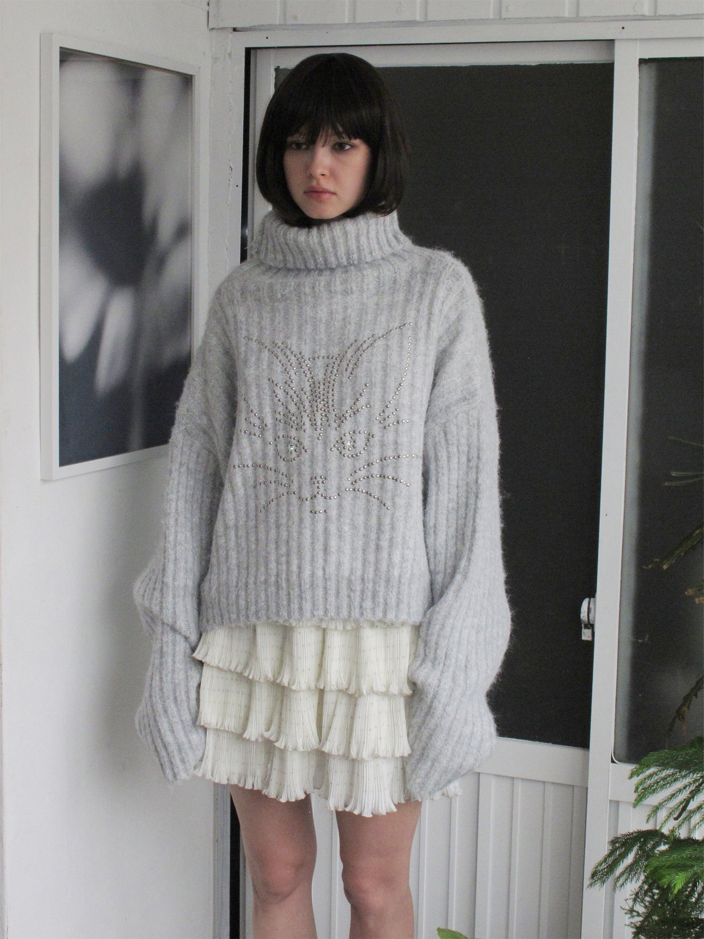 [S0031]Silver-ironed Raindrop Pleated Layered Skirt