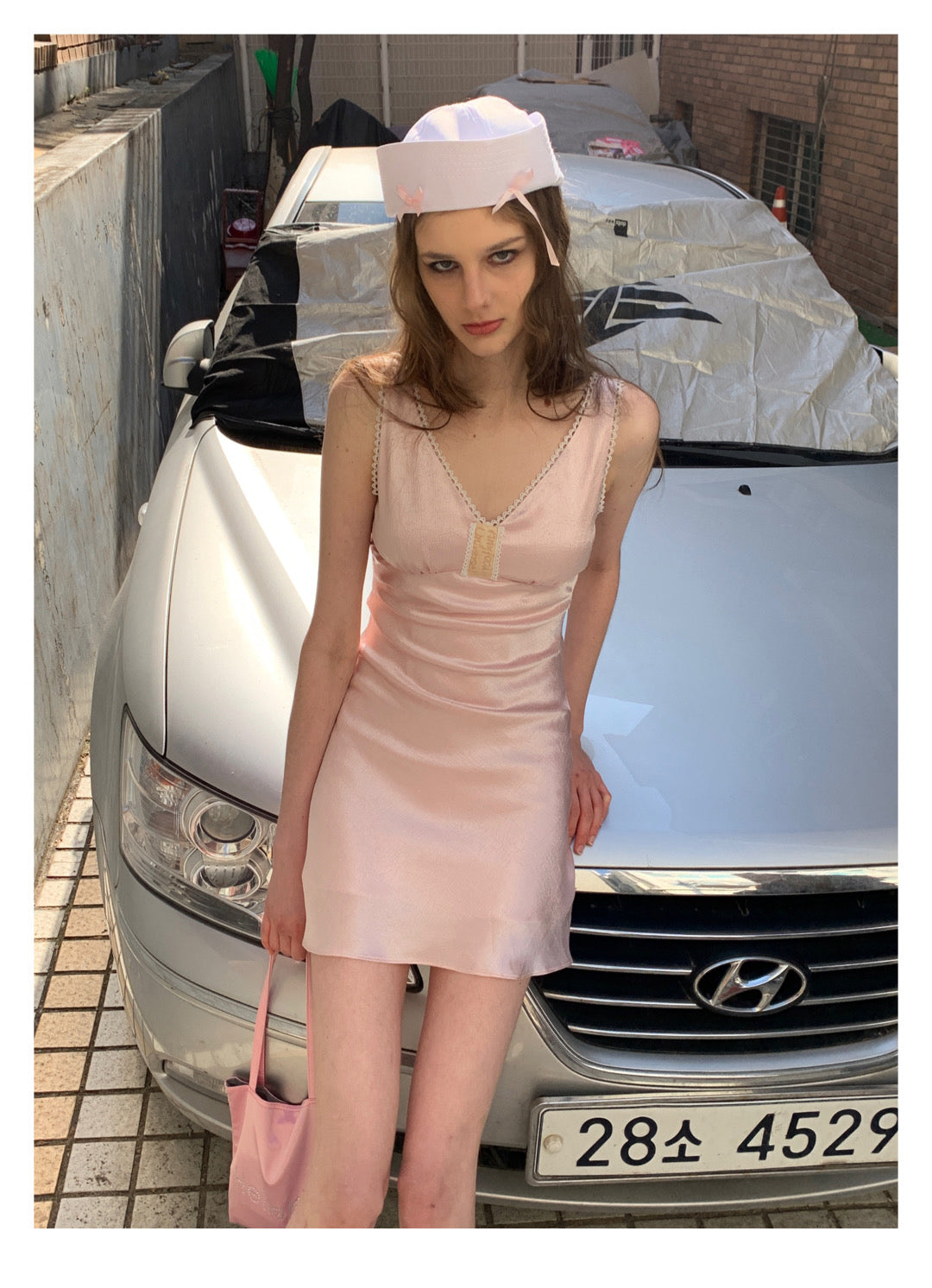 [F0099/100]Cleanfit Satin Skirt with Gloss Texture