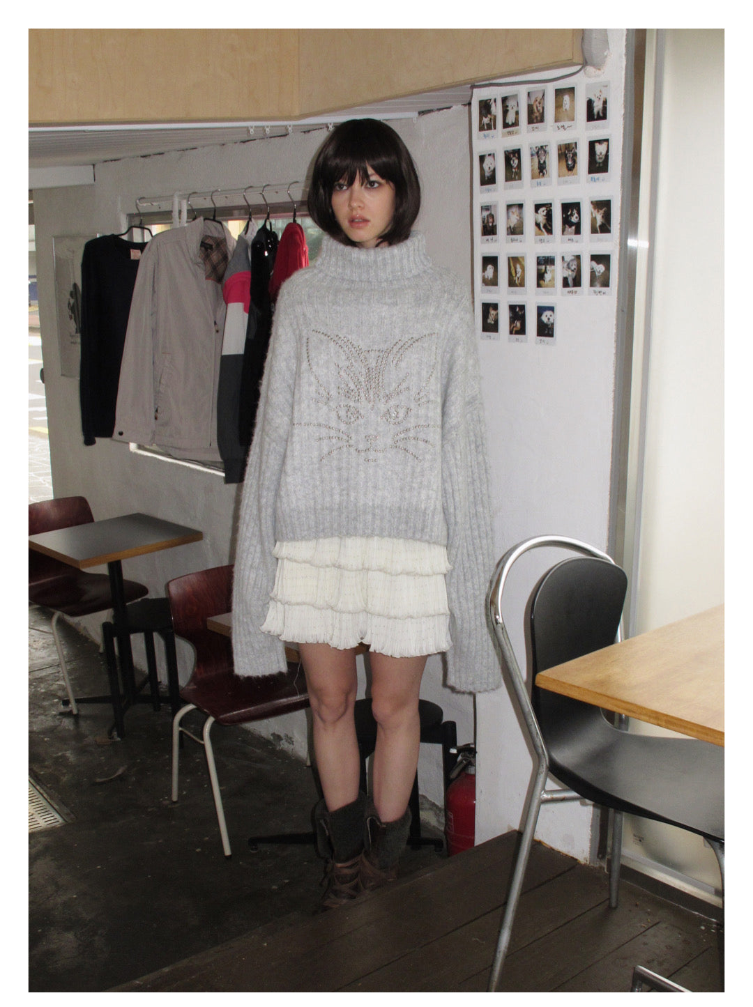 [S0031]Silver-ironed Raindrop Pleated Layered Skirt