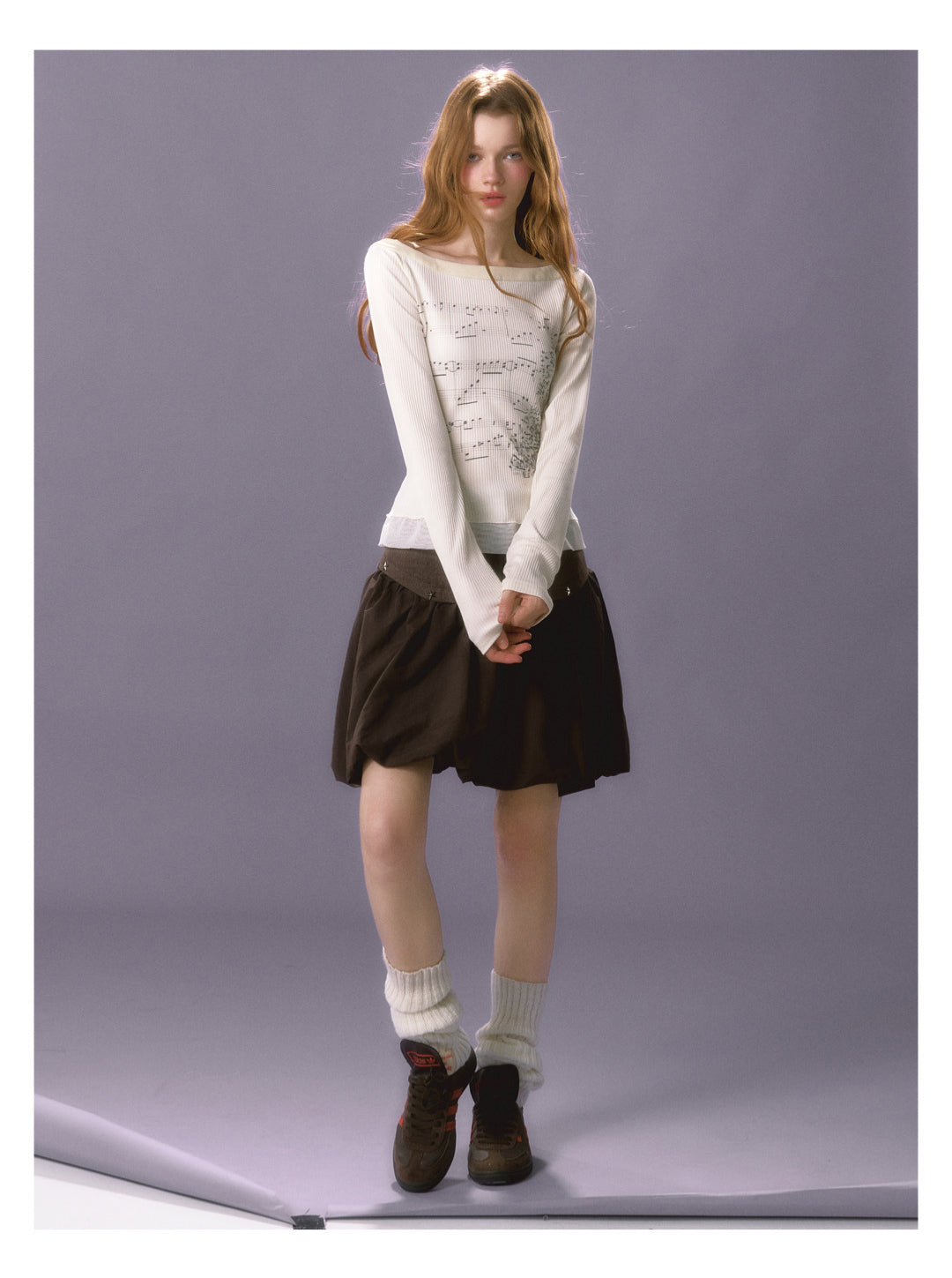 [E0069]Sheet music printed T-shirt