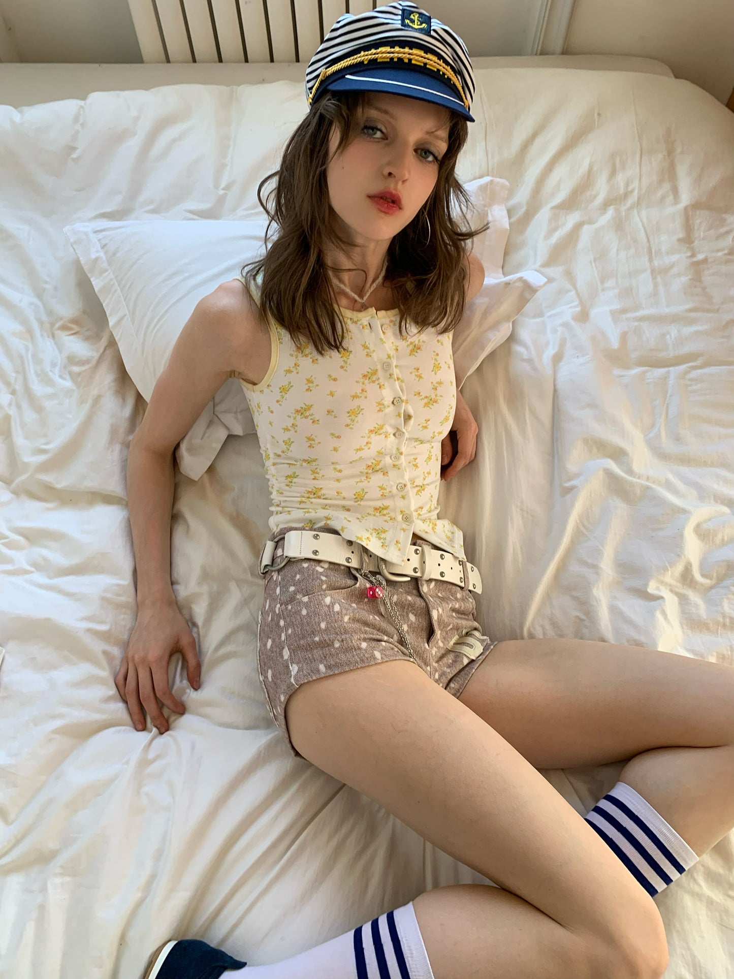 [A00849]Summer Floral Sleeveless Top