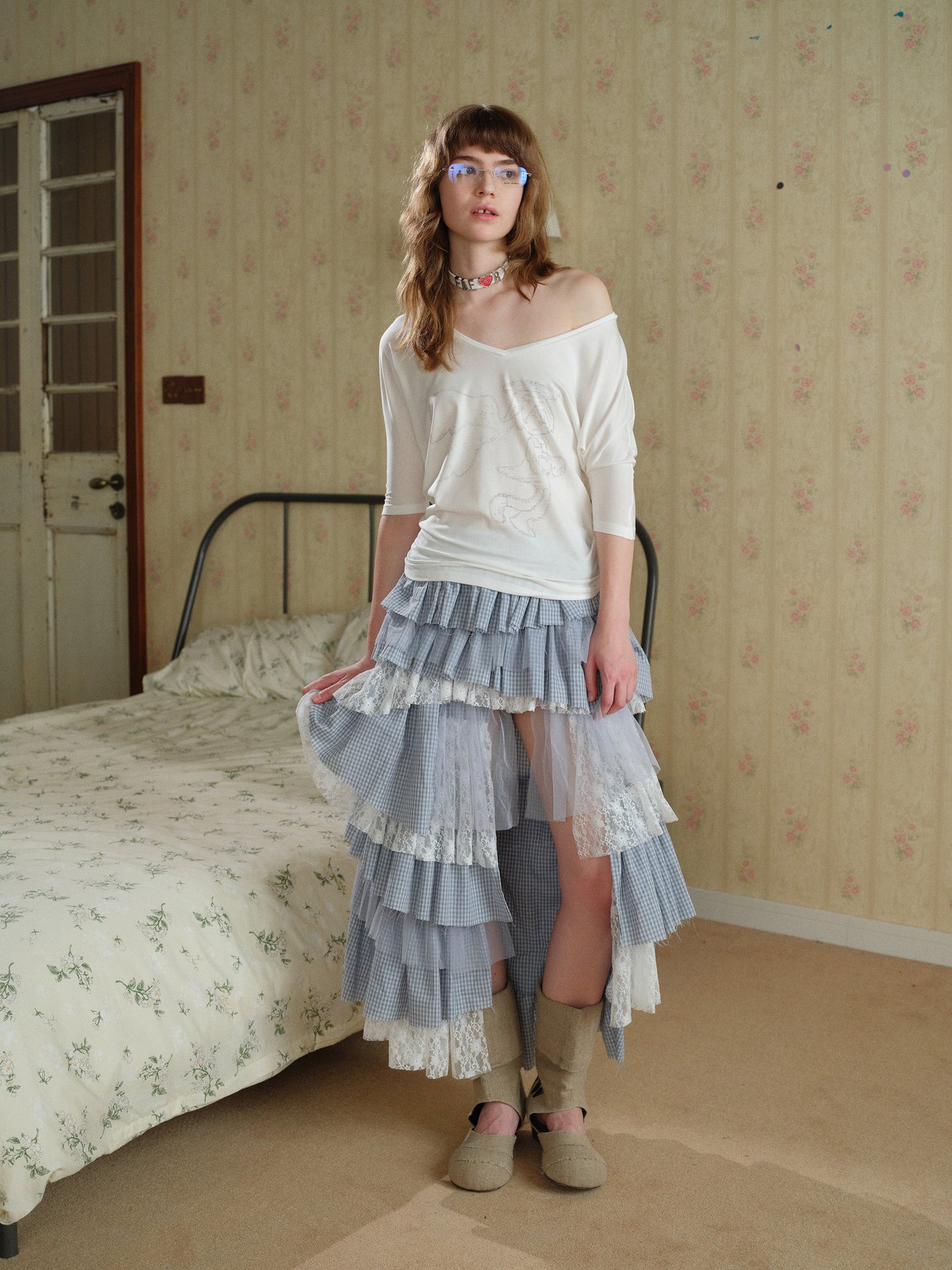 [A001036]Nautical Blue & White Maxi Dress