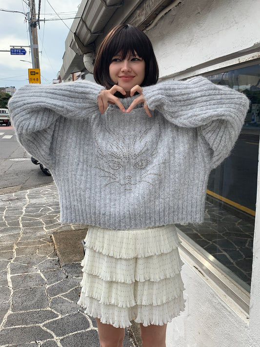 [S0031]Silver-ironed Raindrop Pleated Layered Skirt