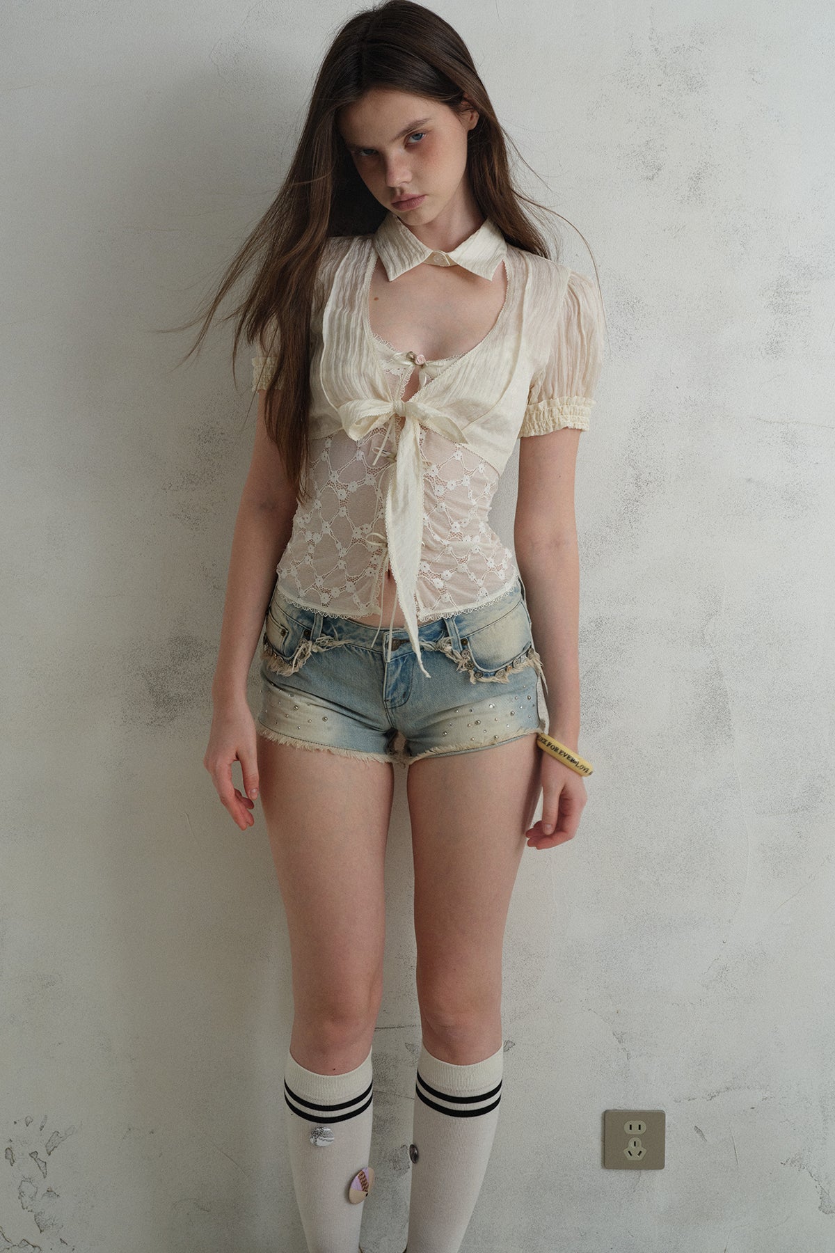 [A001326]Baroque Vintage Lace Two-Piece Top