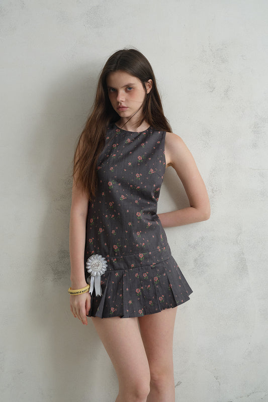 [A001309]Eden Rose Sleeveless Floral Midi Dress