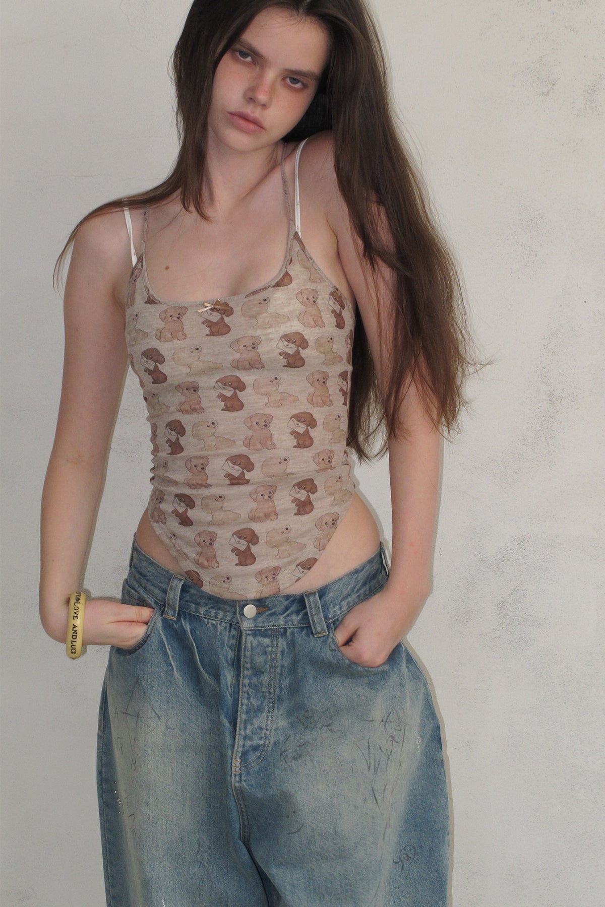 [A001336]Puppy Print Sexy Cami Top