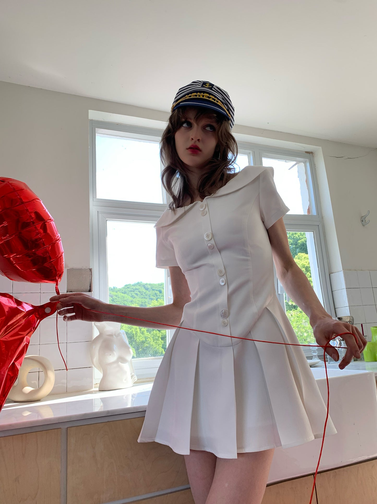 [A00841]French Style White Dress
