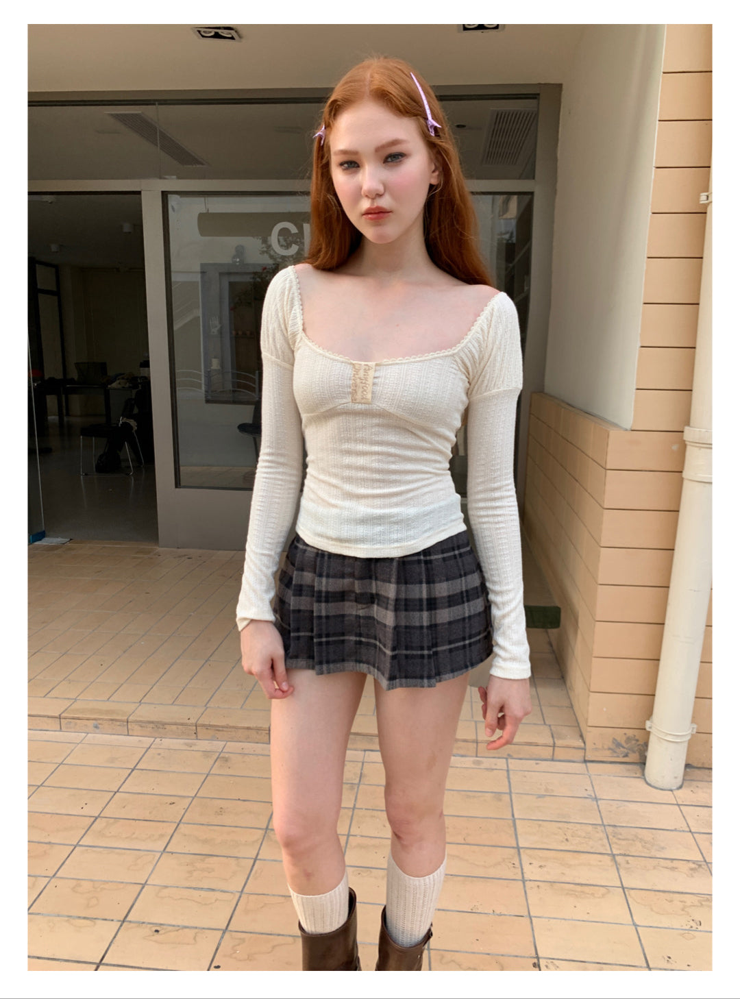 [F0013]Sexy puffy sleeve T-shirt
