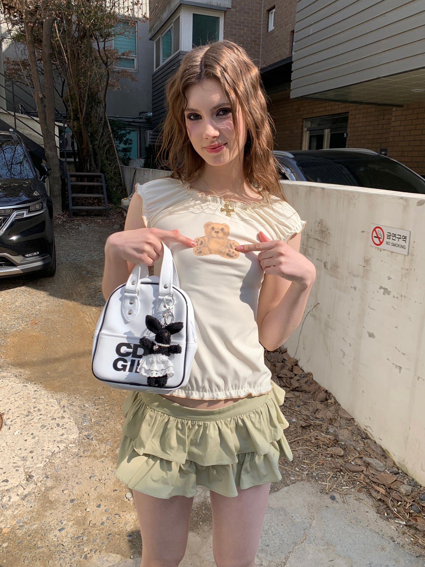 [A00812]Mid-Summer Green Playful Tiered Skirt Shorts