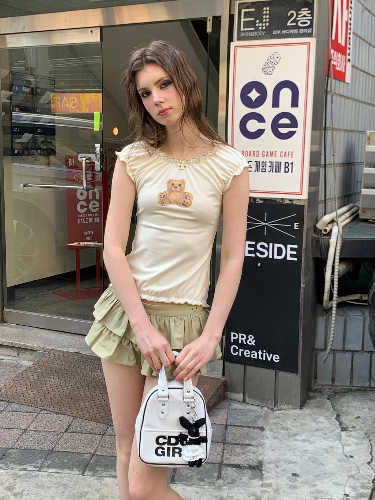 [A00812]Mid-Summer Green Playful Tiered Skirt Shorts