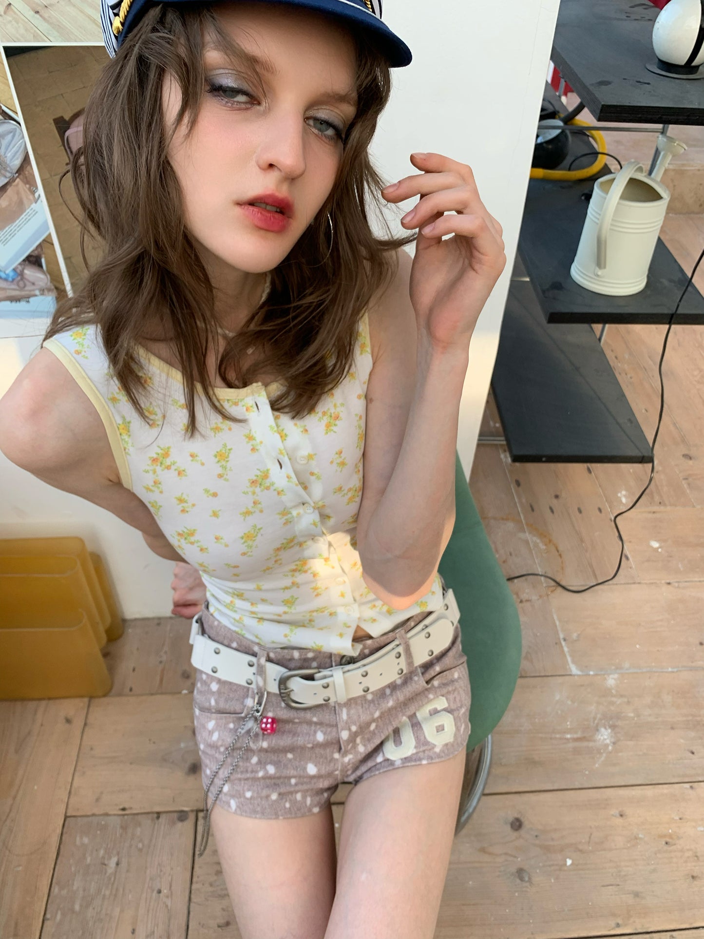 [A00849]Summer Floral Sleeveless Top