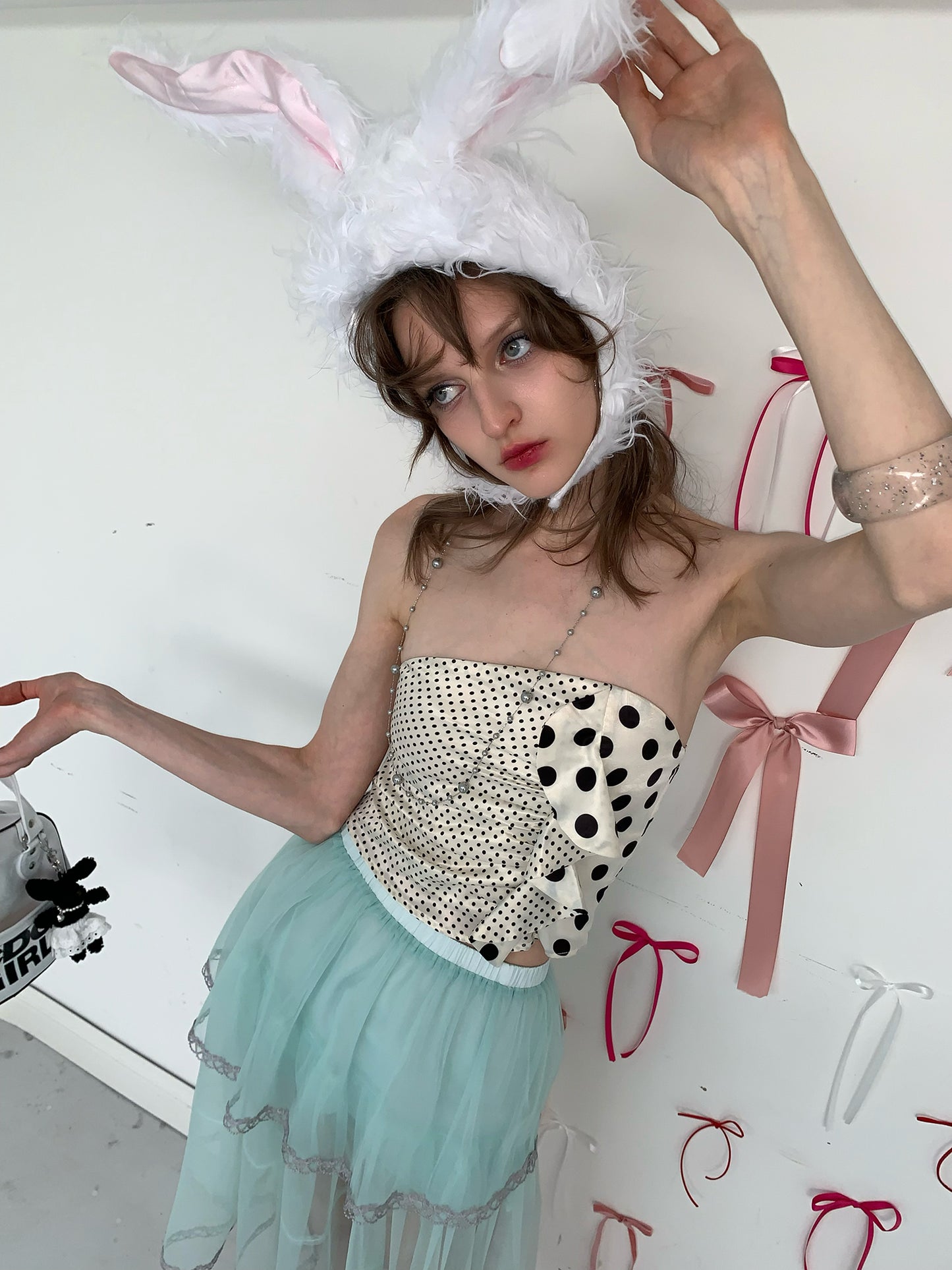 [A00843]Y2K Polka Dot Bustier Top