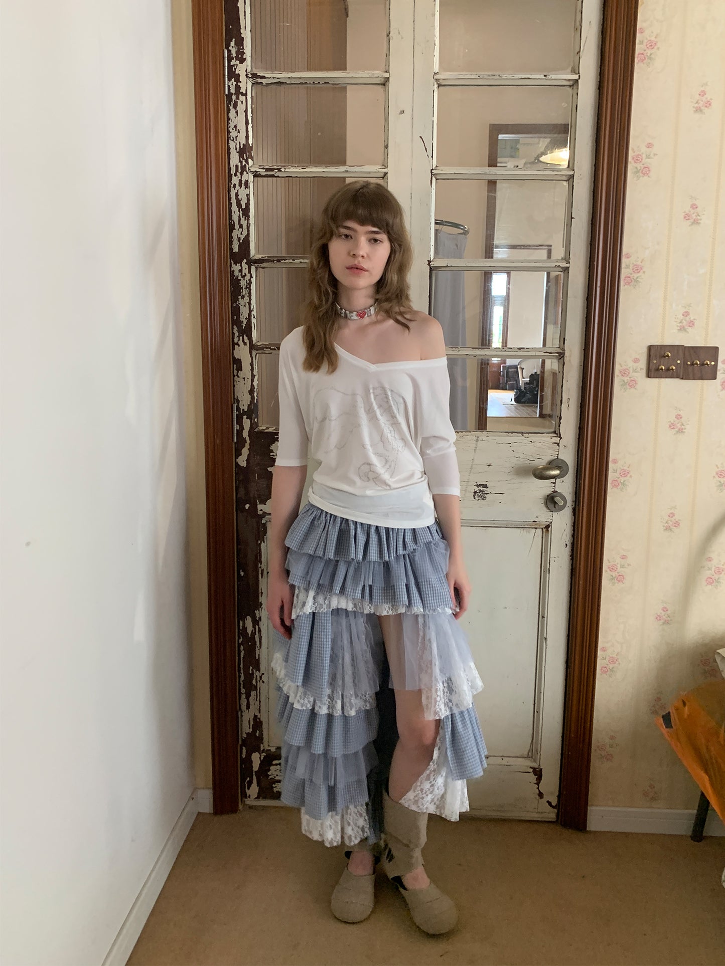 [A001036]Nautical Blue & White Maxi Dress