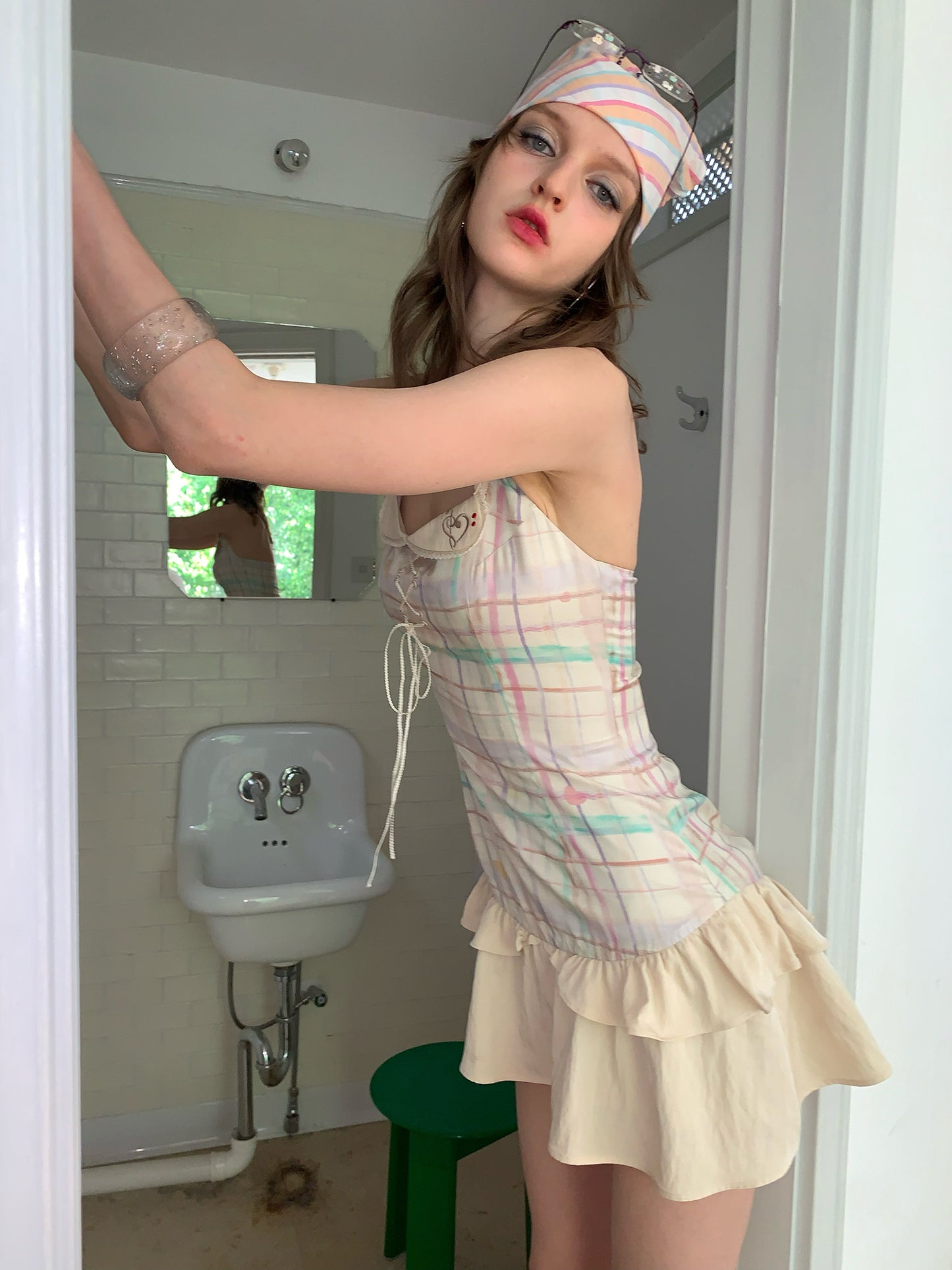 [A00846]Canelé Pink Gingham Dress