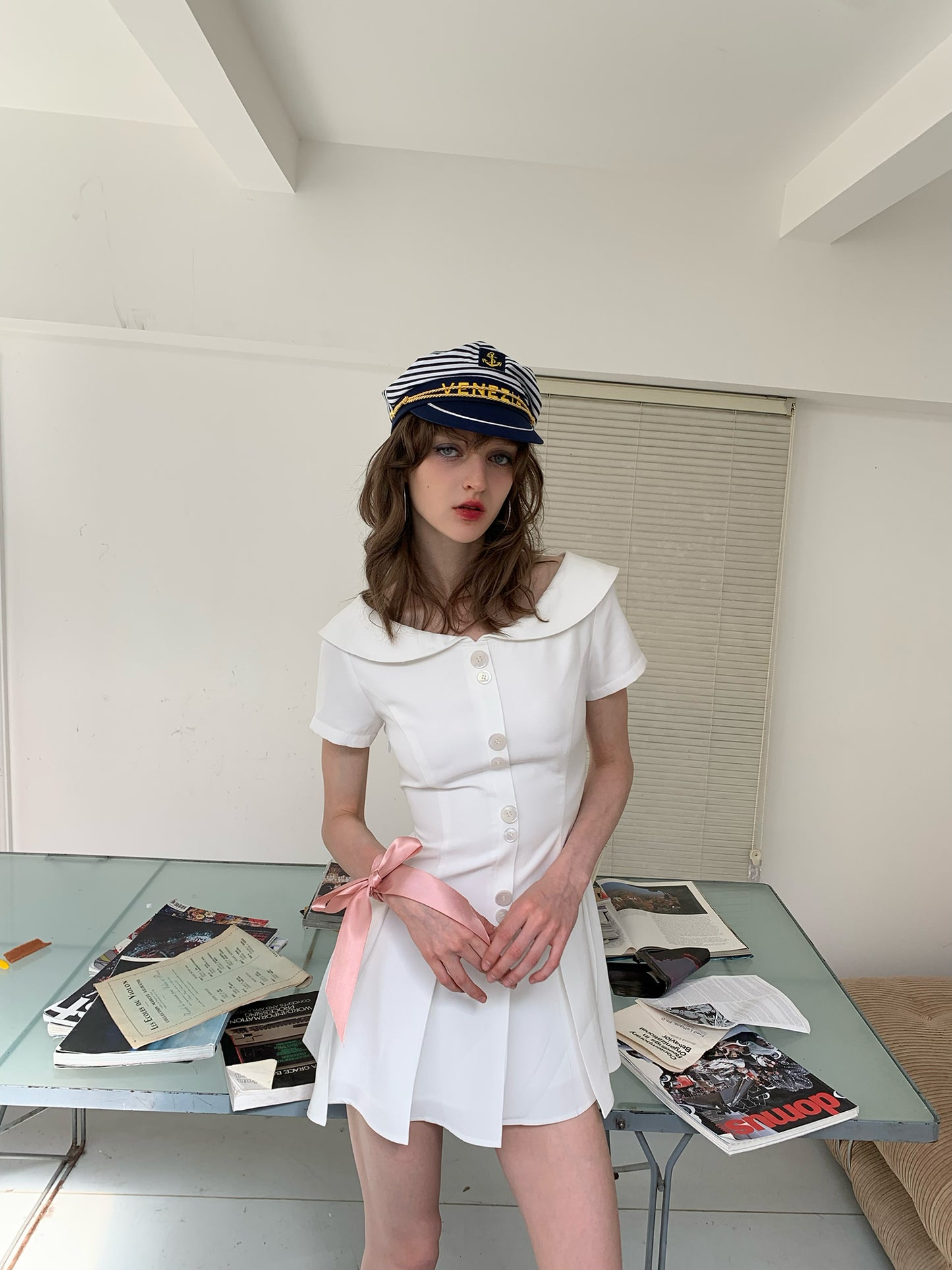 [A00841]French Style White Dress