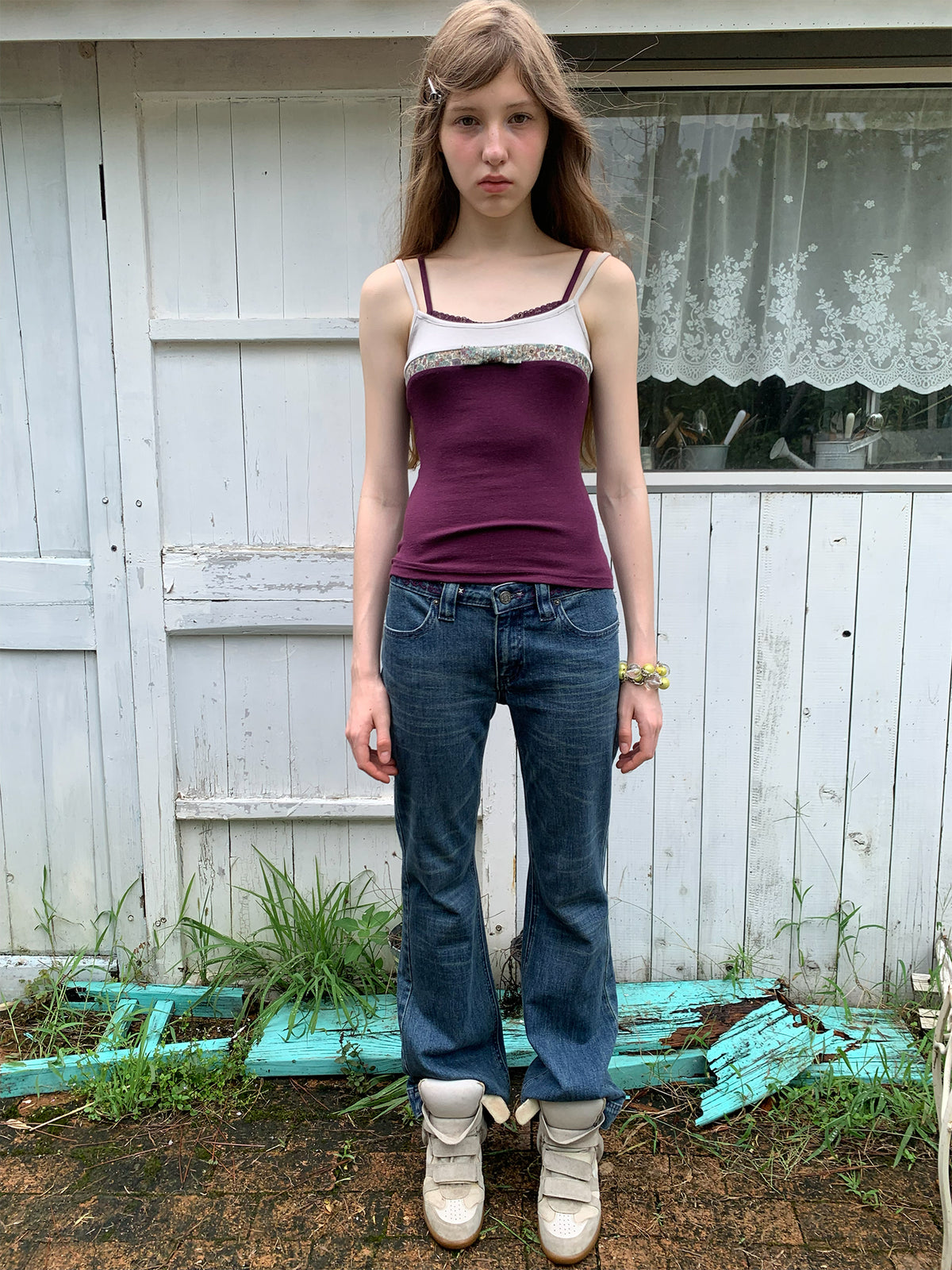 [A002010]Berry Floral Grape Purple Sweet Camisole