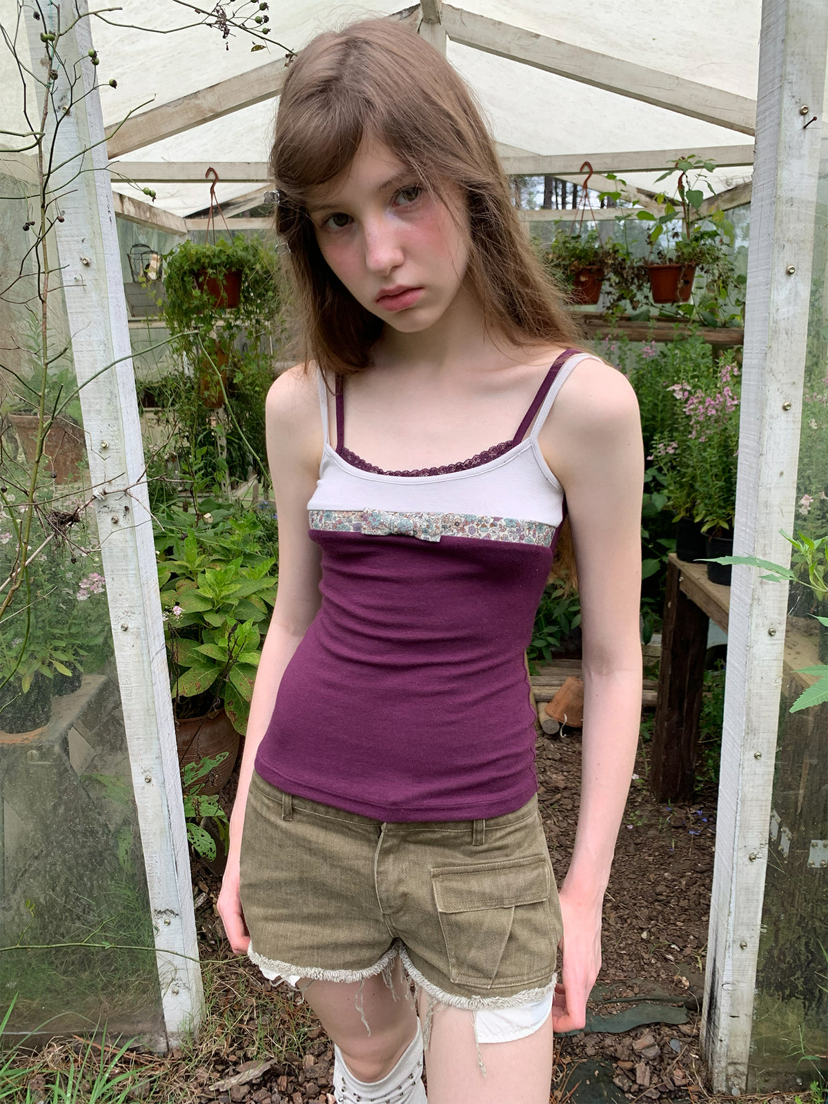[A002010]Berry Floral Grape Purple Sweet Camisole