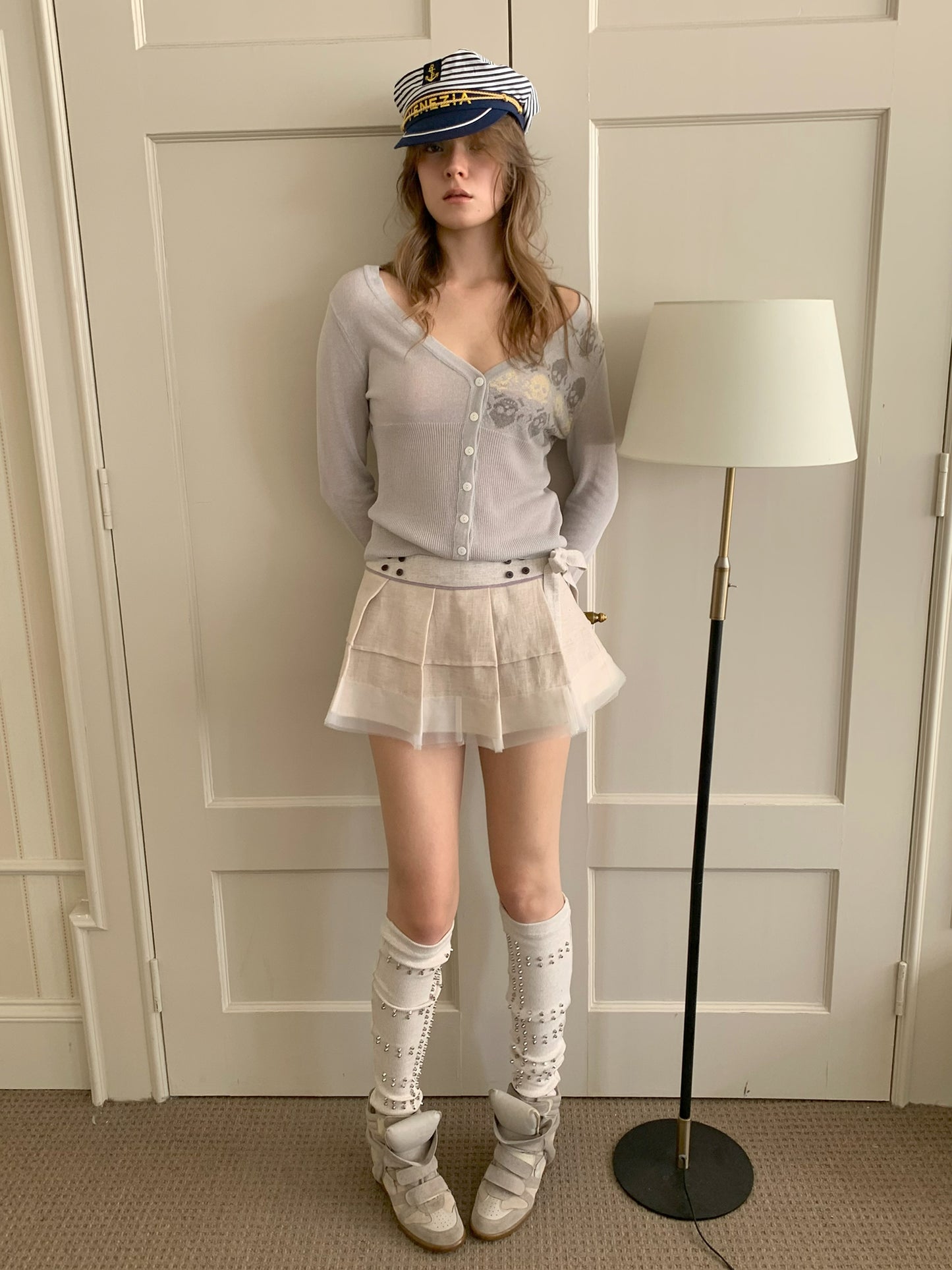 [A001214]Ballet-Inspired Tiered Skirt in Linen & Cotton Voile