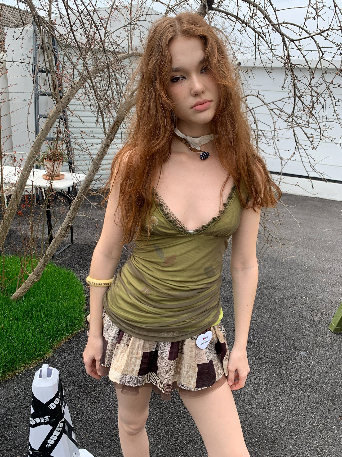 [A001226]Fibonacci Daisy bud green mesh vest