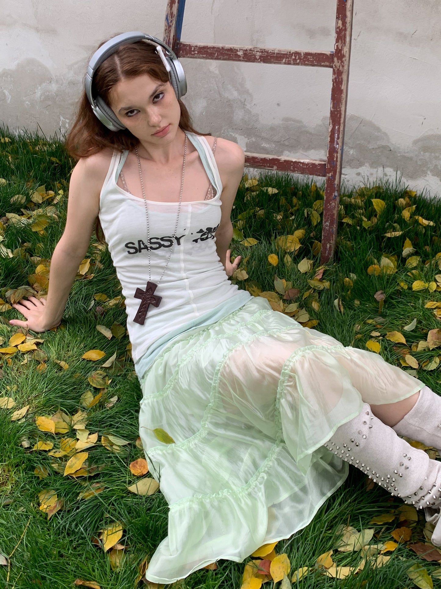 [A001235]Jelly mint green fresh long skirt