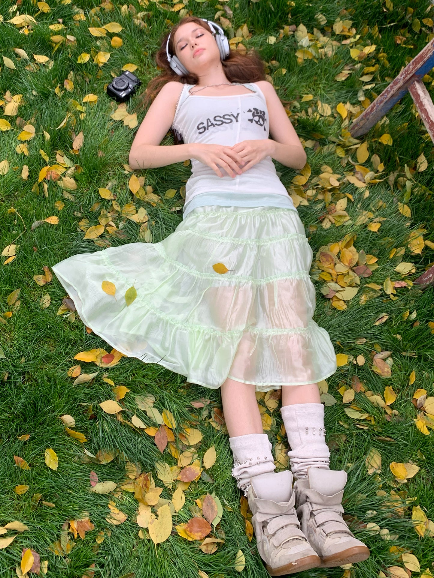 [A001235]Jelly mint green fresh long skirt