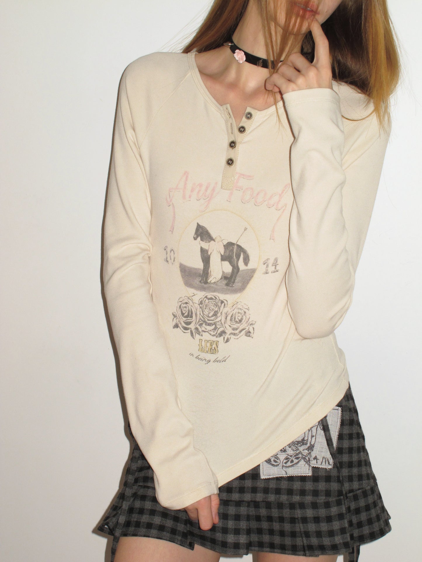 [A001133]90s Sporty Vintage Pony Print Tee - American Retro Style