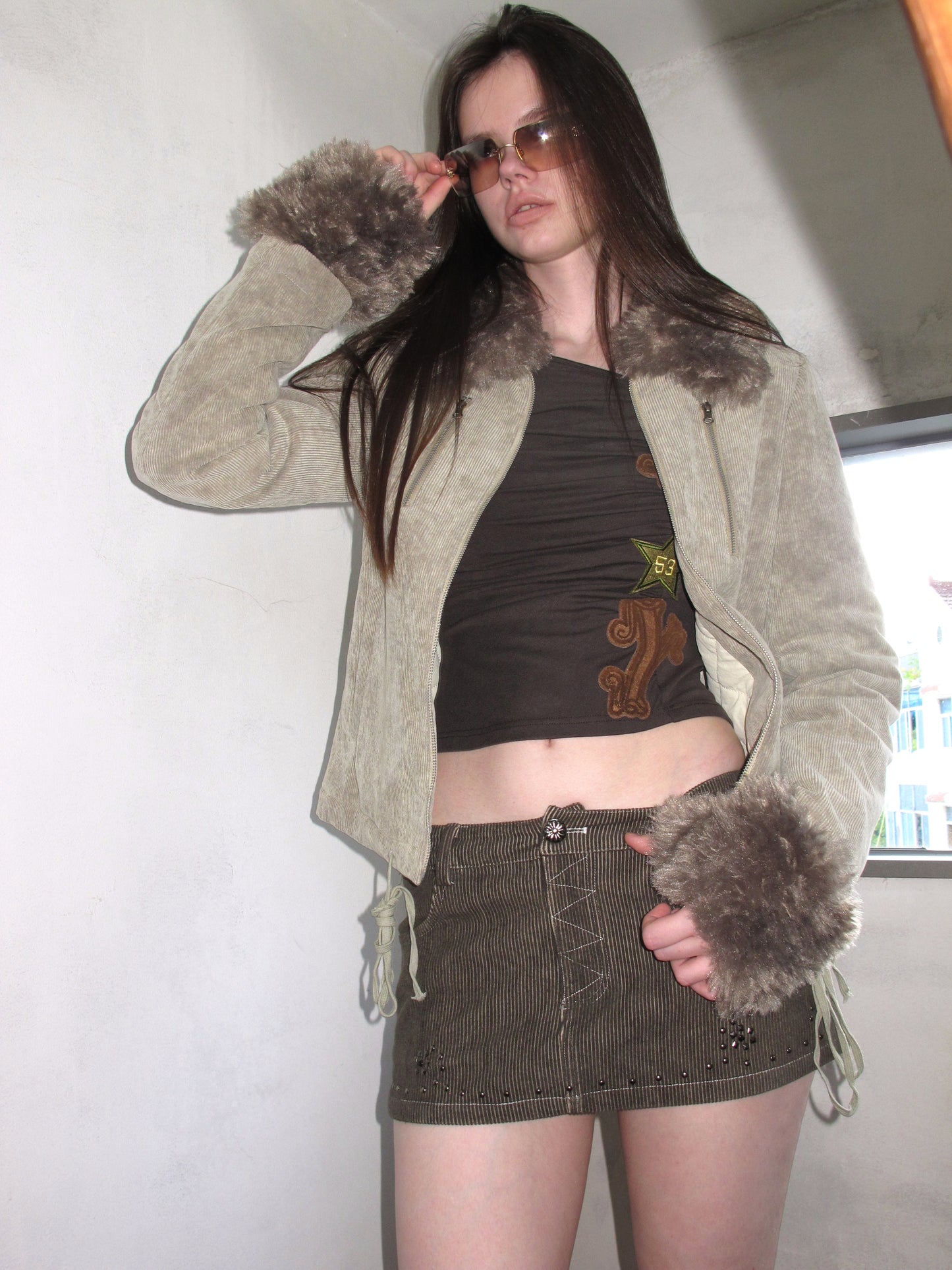 [A001062]Retro Hippie Corduroy Patchwork Jacket