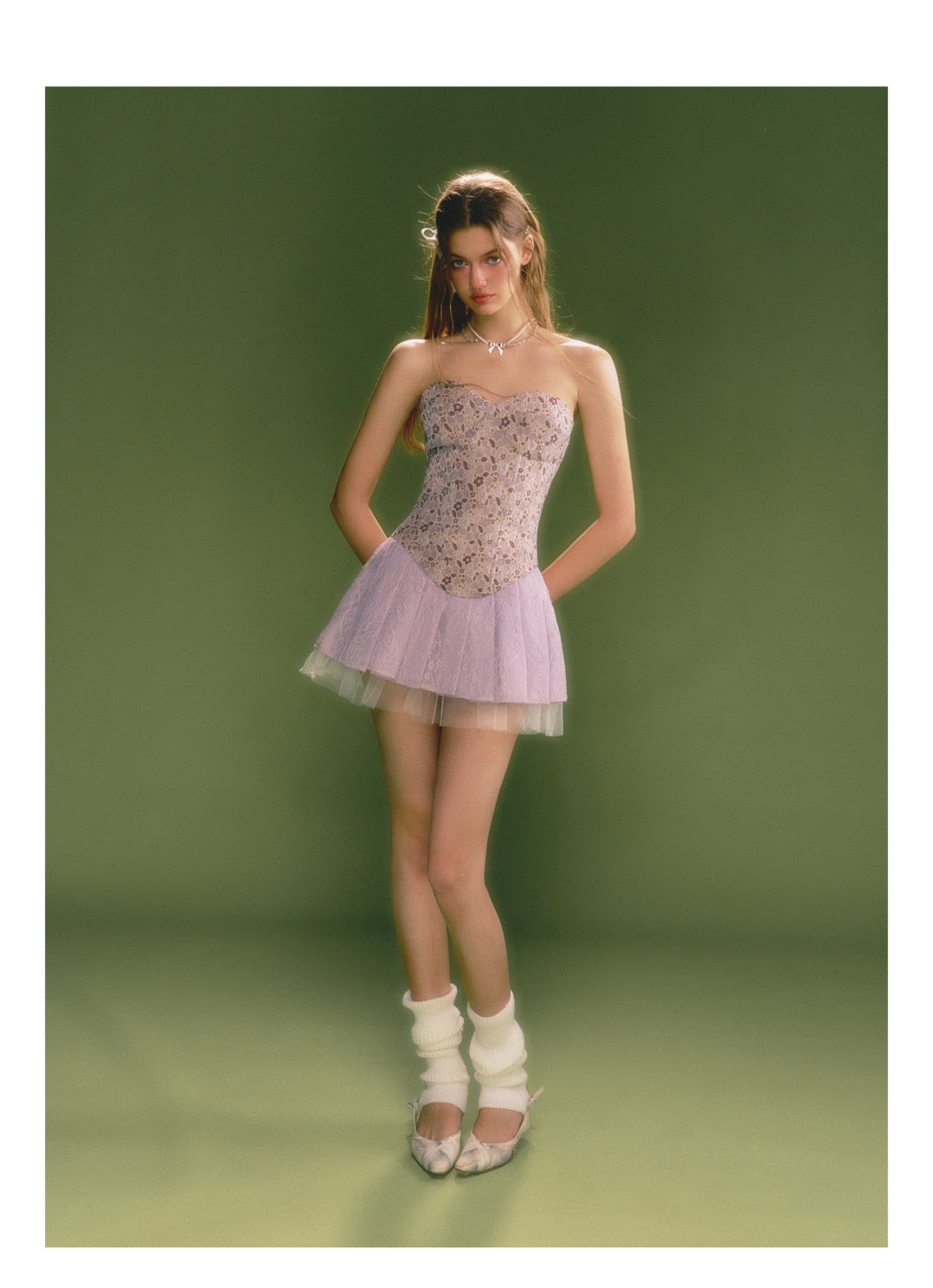 [D008]Purple Iris Bandeau Dress
